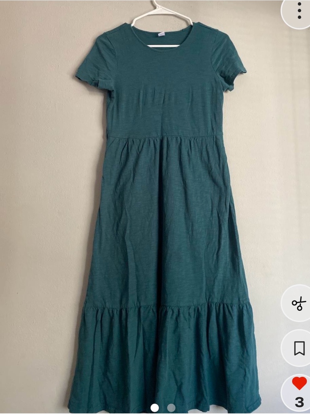 Old Navy Teal Short-Sleeve Tiered Midi Dress